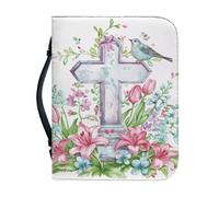 SJOAOAA Monet Art Bible Cover Case with a Bookmark, Water Lily Print Book Sleeve Notebook Protector Pouch, Faux Leather Size L