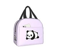 SJOAOAA Panda Purple Insulated Lunch Box Reusable Leakproof Cooler Cooling Tote Bag