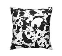 SJOAOAA Square Throw Pillow Covers Cute Funny Pandas Pillow Cases Decorative for Home Bedroom Sofa Hand Drawn Wild Animal Cartoon Art Painting Pillowcases Standard Size 18X18 Inch