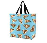 SJOAOAA Unisex Shopping Bag Italian Pizza Food Large Capacity Reusable Storage Bag for Travel Shoulder Tote Grocery Bags Handbag