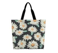 SJOAOAA Unisex Shopping Bag Reusable Deer on Snowfield in Sunrise Large Capacity Casual Shoulder Tote Grocery Bags Handbag