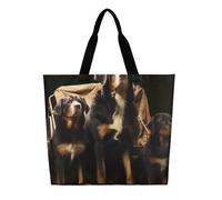 SJOAOAA Unisex Shopping Bag Reusable Deer on Snowfield in Sunrise Large Capacity Casual Shoulder Tote Grocery Bags Handbag