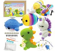 SJOAUET 4Pcs Crochet Kit for Beginners, DIY Craft for Adults