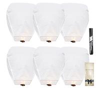 SJOAUET 6 Pack Chinese Sky Lanterns, Latest Portable packaging, Biodegradable Eco-Friendly Chinese Paper Lanterns to Release in memory Wish for New Year, Weekends, Holidays and Festivals