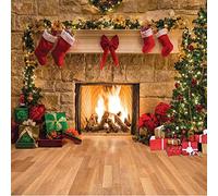 SJOLOON 11209 10 ft Christmas Photography Backdrops Child Christmas Fireplace Decoration Background for Photo Studio