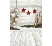 SJOLOON 6X9ft Christmas Balls White Wood Floor Photography Backdrop Fabric Photo Backdrops Customized Studio Background JLT10383
