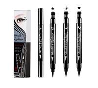 sjouch Eyeliner Stamp Set Long-lasting Make Up Liquid Eyeliner Black Pen Moky Eyes Makeup Star Moon Heart Flower Gift for Woman Friend (Star+ Moon+Heart), 1.7 ml (Pack of 3)