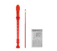 SJOYS ENGIEGEE 8-Hole Soprano Descant Recorder Kids Music Flute with Cleaning Rod & Case Bag For School Student Home Entertainment Transparent Red