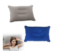 SJQBAINING 2Pcs Rectangular Inflatable Pillows, Water-Resistant Neck Pillow, Ultra Light Foldable Blow up Pillow, Flocked Surface Cushion for Camping/Traveling/Fishing/Airplane/Car/Office Napping