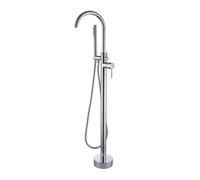SJQKA Freestanding Bath Taps Bathroom Mixer Tap Bathtub Tap Handheld Shower Head Floor Mounted Brass (Chrome-A)
