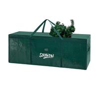 SJQYWDW Extra Large Christmas Tree Storage Bag 12 ft, Heavy Duty with Built-in Zip Mesh Pockets & Reinforced Handles - Dual Zippers Wide Opening PE Storage Bag for Artificial Xmas Trees (Green)