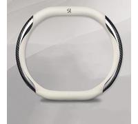 SJSHOPS Car Steering Wheel Cover for Peugeot 206 207 208 2016-2019 508 208 2019 e-208,Breathable Anti-Slip Steering Wheel Protector With logo,Luxury Car Steering Wheel Wrap Accessory,A White
