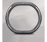 SJSHOPS Car Steering Wheel Cover for Peugeot 206 207 208 2016-2019 508 208 2019 e-208,Breathable Anti-Slip Steering Wheel Protector With logo,Luxury Car Steering Wheel Wrap Accessory,B Black