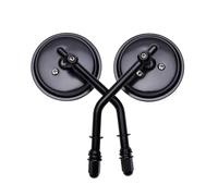 SJSJJAH 2pcs 8mm 3" Round Handlebar Rearview Side Mirror Retro Motorcycle Mirrors For Sportster Softail For(Black)