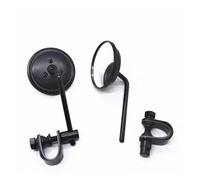SJSJJAH Universal Motorcycle Retro Vintage Round Rearview View Stainless Mirror Classic 22mm-25mm 7/8" Handle Bar Mirror Mount(Black)