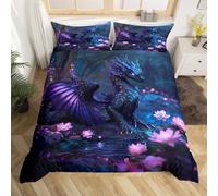 SJSXWQN Double Duvet Set Dragon Double Bed Duvet Cover Set for Kids Aldult with Zipper Closure Hypoallergenic Microfiber Quilt Cover 78.7"x 78.7" + 2 Pillowcases 19.7"x 29.5"