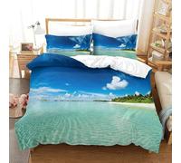 SJSXWQN Double Duvet Set Hawaiian Islands Double Bed Duvet Cover Set for Kids Aldult with Zipper Closure Hypoallergenic Microfiber Quilt Cover 78.7"x 78.7" + 2 Pillowcases 19.7"x 29.5"