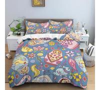 SJSXWQN Double Duvet Set Russian Doll Double Bed Duvet Cover Set for Kids Aldult with Zipper Closure Hypoallergenic Microfiber Quilt Cover 78.7"x 78.7" + 2 Pillowcases 19.7"x 29.5"
