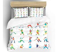 SJSXWQN Double Duvet Set White Cricket Double Bed Duvet Cover Set for Children Aldult with Zipper Closure Breathable Hypoallergenic Microfiber Quilt Cover 78.7"x 78.7" + 2 Pillowcases 19.7"x 29.5"