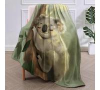SJSXWQN Green Koala Warm Blanket for Sofa Bed for Adults and Kids Super Soft Cozy Fuzzy Blanket for Picnic Blanket for All Seasons 180x200cm(70"x78")