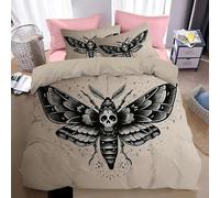 SJSXWQN Single Duvet Cover Set Black Death'S Head Moth Bedding for Kids Duvet Cover Single with Zipper Closure Soft Hypoallergenic Microfiber Quilt Cover 61"x 86.6" + 2 Pillowcases 19.7"x 29.5"