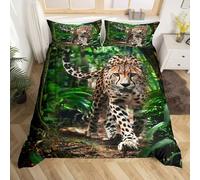 SJSXWQN Single Duvet Cover Set Cheetah Bedding for Kids Single Duvet Cover with Zipper Closure Soft Hypoallergenic Microfiber Quilt Cover 53.1"x 78.7" + 2 Pillowcases 19.7"x 29.5"