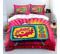 SJSXWQN Single Duvet Cover Set Comics Bedding for Kids Single Duvet Cover with Zipper Closure Soft Hypoallergenic Microfiber Duvet Cover 53.1"x 78.7" + 2 Pillowcases 19.7"x 29.5"