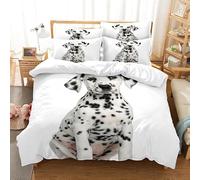 SJSXWQN Single Duvet Cover Set Dalmatian Bedding for Kids Single Duvet Cover with Zipper Closure Soft Hypoallergenic Microfiber Duvet Cover 53.1"x 78.7" + 2 Pillowcases 19.7"x 29.5"