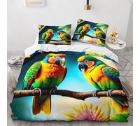 SJSXWQN Single Duvet Cover Set Green Parrot Bedding for Kids Duvet Cover Single with Zipper Closure Soft Hypoallergenic Microfiber Quilt Cover 61"x 86.6" + 2 Pillowcases 19.7"x 29.5"