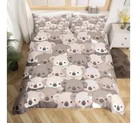 SJSXWQN Single Duvet Cover Set Grey Koala Bedding for Kids Duvet Cover Single with Zipper Closure Soft Hypoallergenic Microfiber Quilt Cover 61"x 86.6" + 2 Pillowcases 19.7"x 29.5"