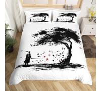 SJSXWQN Single Duvet Cover Set White Samurai Bedding for Kids Single Duvet Cover with Zipper Closure Soft Hypoallergenic Microfiber Quilt Cover 53.1"x 78.7" + 2 Pillowcases 19.7"x 29.5"