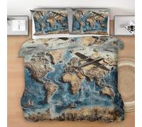 SJSXWQN Single Duvet Cover Set World Map Bedding for Kids Single Duvet Cover with Zipper Closure Soft Hypoallergenic Microfiber Quilt Cover 53.1"x 78.7" + 2 Pillowcases 19.7"x 29.5"