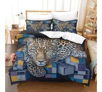 SJSXWQN Super King Size Duvet Cover Blue Cheetah Bedding for Kids Aldult with Zipper Closure Soft Hypoallergenic Microfiber Duvet Cover 102.3"x 86.6" + 2 Pillowcases 19.7"x 29.5"
