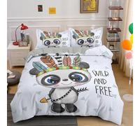 SJSXWQN Super King Size Duvet Cover Cute Panda Bedding for Kids Aldult with Zipper Closure Soft Hypoallergenic Microfiber Duvet Cover 102.3"x 86.6" + 2 Pillowcases 19.7"x 29.5"