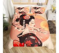 SJSXWQN Super King Size Duvet Cover Japanese Elements Bedding for Kids Aldult with Zipper Closure Soft Hypoallergenic Microfiber Duvet Cover 102.3"x 86.6" + 2 Pillowcases 19.7"x 29.5"