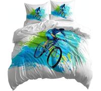 SJSXWQN Super King Size Duvet Cover Mountain Bike Bedding for Kids Aldult with Zipper Closure Soft Hypoallergenic Microfiber Duvet Cover 102.3"x 86.6" + 2 Pillowcases 19.7"x 29.5"