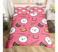 SJSXWQN Super King Size Duvet Cover Sushi Bedding for Kids Aldult with Zipper Closure Soft Hypoallergenic Microfiber Duvet Cover 102.3"x 86.6" + 2 Pillowcases 19.7"x 29.5"
