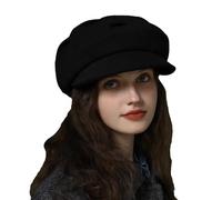 SJTJSPX Beret Hat,Cap Women's with Short Brim,Ladies Baker Hat,Winter Hats Newsboy/Cabbie,Classic Vintage French Beret,Artist Hat,Flat Cap,Hats Warm&Fashionable&Soft,Headwear Accessory Black