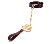 SJTJSPX Choker Collar Leather for Women,O-ring Necklaces Goth with Chain,Punk Rock Collar,Sexy Choker Belts Harness Human Submissive,Adjustable Necklaces for Halloween Cosplay Accessory (Red)