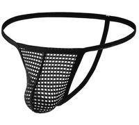 SJTJSPX Men's Thong Sexy Mesh,G-Strings Thongs Men Low Rise Stretch Strap,Bikini Underwear Bulge Pouch,Lingerie for Men Panties,Breathable Underpants Bikini Briefs,T-back Male Sexy G String Black