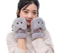 SJTJSPX Women Gloves Winter Thermal Gloves Touch Screen Gloves Convertible gloves with Cover Half-Finger Mittens Fingerless Gloves Cute Cats Mittens Kawaii Cartoon Gloves for Ladies and Kids