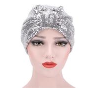 SJTJSPX Women Turban Pleated Beanies sequins Head Wrap Cotton Night Cap Hair Loss Hat Spring Autumn Sleeping cap Muslim Hijab India Africa Hat Chemo Cap for Ladies and Girls