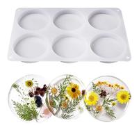 Sjubaopen Deep Round Resin Coaster Molds, 6 Cavity Thicken Round Silicone Coaster Molds for Epoxy Resin, DIY Crafts, Bouquet Preservation,Home Decoration