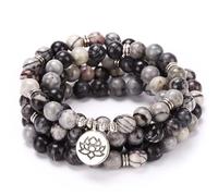 SJUENSXH Mala Bead Bracelet Necklace, 108 Buddhist Prayer Beads Yoga Meditation Gemstone japa mala Women man, One Size, Stone, nonnoo