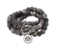 SJUENSXH Mala Bead Strand Bracelet, 108 Buddhist Prayer Beads Yoga Meditation Green Malachite Beads Necklace Women man, One Size, Resin, nonnoo