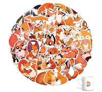 SJUNJIE 64 Pieces Fox Stickers Mixed Cartoon Fox Decals Not Repeating Waterproof Cute Fox Sticker DIY Decorative Supplies Suitable for Computers Water Bottles Suitcases Skateboards and Mobile Phones