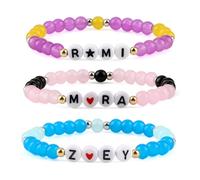 SJUNJIE K Pops Demon Bracelet Merch Inspired Bracelets 3 Pcs Couple Beaded Bracelet Letter Charm Stackable Stretch Bracelet for Cosplay Costume Accessories Jewelry Friendship Bracelets