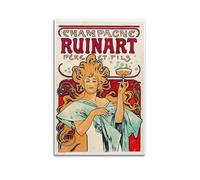 SJWINER Alphonse Mucha Champagne Poster Aesthetic Design Painting for Living Room Bed Room 24x36inch(60x90cm) Unframe-style