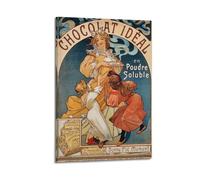 SJWINER Chocolat Ideal By Alphonse Mucha Poster Aesthetic Design Painting for Living Room Bed Room 16x24inch(40x60cm) Frame-style
