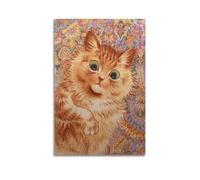 SJWINER Ginger Cat - by Louis Wain Painting Art Posters Canvas Wall Art Decor Living Room Modern Family Bedroom 24x36inch(60x90cm) Unframe-style